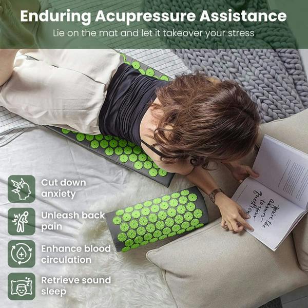 ROMIX Acupressure Mat and Pillow Set with Carry Bag, Spike Massage Mat for Back, Neck and Feet Relaxation