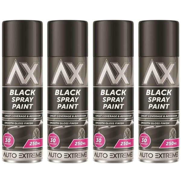 Auto Extreme 4X Auto Extreme Black Gloss Spray Paint 250ml