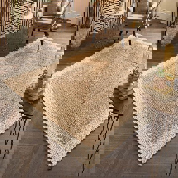 The Rugs Hand-Braided Jute Rug with Colourful Border