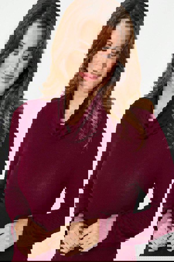 Red | Cowl Neck Asymmetric Long Sleeve Top
