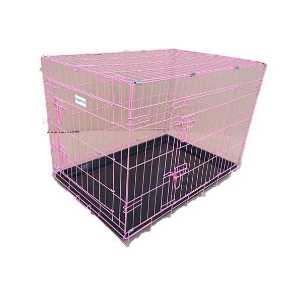 HugglePets Pink / Blue Dog Cage with Plastic Tray