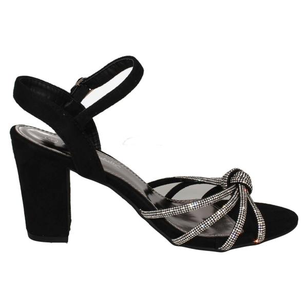 Anne Michelle Ladies Anne Michelle High Block Heel Diamante Knot Sandals F12051