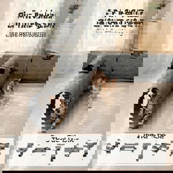 Skylos Large Cat Tunnels 3 Pcs Modular Foldable Linen Tube Kittens Rabbits Toys