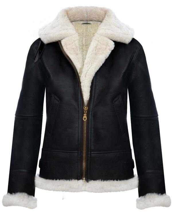 Infinity Leather Womens Hooded Sheepskin Flying Leather Jacket-Palermo