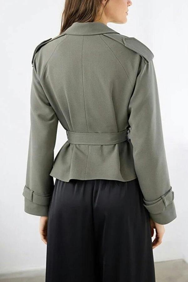 WOVCOR Woven Crop Blazer Jacket