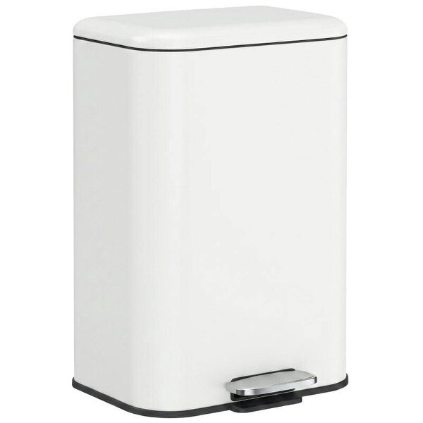 20 L Kitchen Pedal Bin, Metal Rubbish Bin with Removable Inner Bucket, Soft-Close & Stay-Open Lid, Cream White