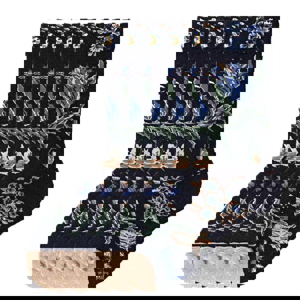 Anyfootwear 5 Pairs Size 5-9 of Fashion Long Sock Cartoon Personalized Creative Nature Blue Flower For Men Woman Foot Cold Winter Warm Comfortable