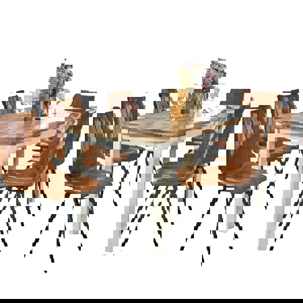 IH Design Milano Solid Mango Wood White Dining Table 170Cm