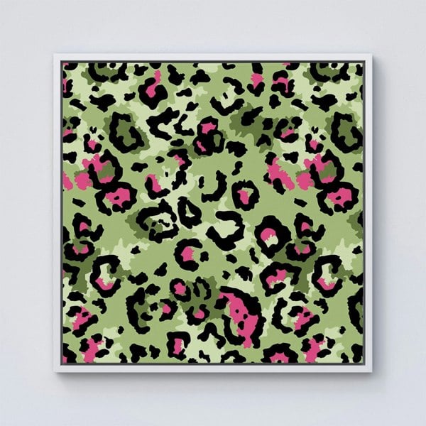 Warren Reed Green And Pink Leopard Print Framed Canvas