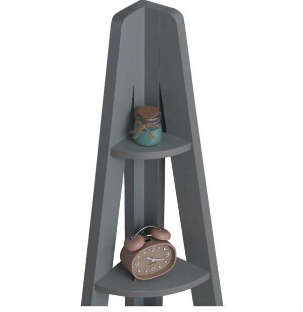 Timber Art Design Riva Scandinavian Retro 5 Tier Corner Ladder Bookcase Shelf Unit