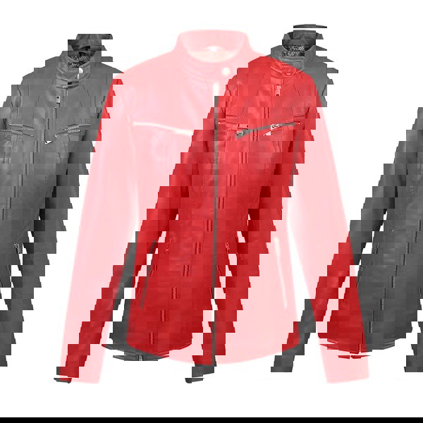 PRIMEHIDE Racer Leather Jacket Celine Red