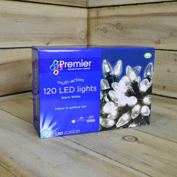Samuel Alexander 11.9m 120 LED Premier Christmas Lights - Multi Action C6 Bulb in Warm White