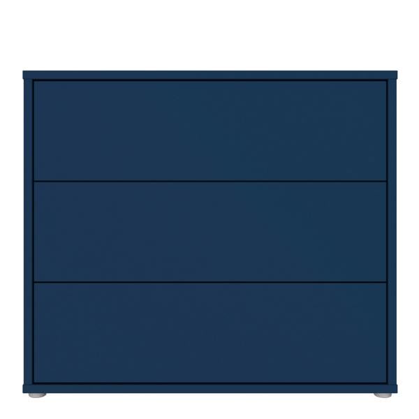 Alice Springs 3 Drawer Chest with Push-to-Open Drawers in Night Blue and White
