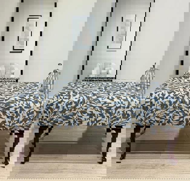 ISTOOLS Premium Will Blue Velvet Footstool Ottoman – Non-Storage Multifunctional Footrest & Coffee Table Pouffe