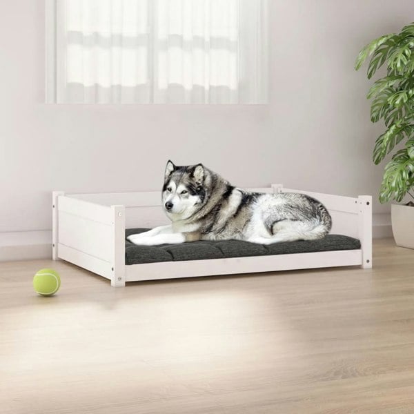 Berkfield Dog Bed White 105.5x75.5x28 cm Solid Pine Wood
