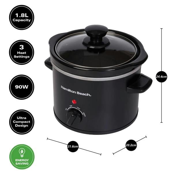Hamilton Beach The Mighty Mini 1.8L Slow Cooker - Black