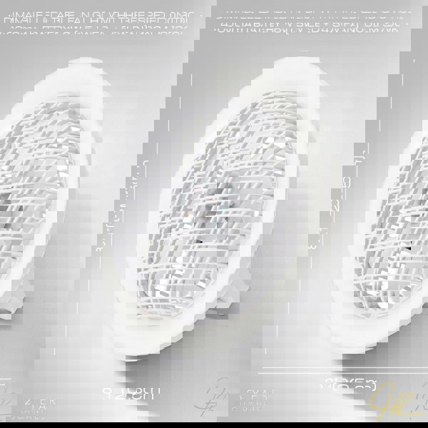 White Rechargeable 3 Speed Desk Fan with LED Dimmable Ring Light Image 7