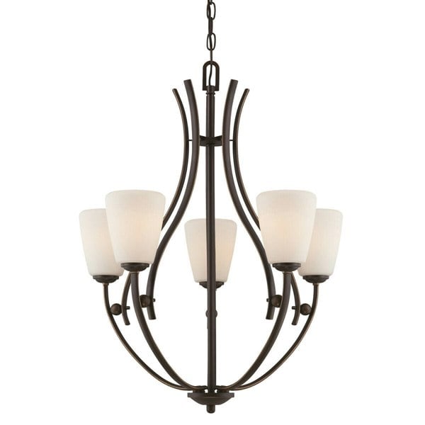 5 Bulb Chandelier Hanging Pendant LIght Palladian Bronze LED E27 60W Bulb Loops