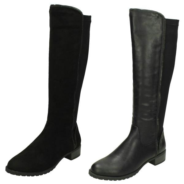 Spot On Ladies Spot On Mid Heel Calf Boots F50868
