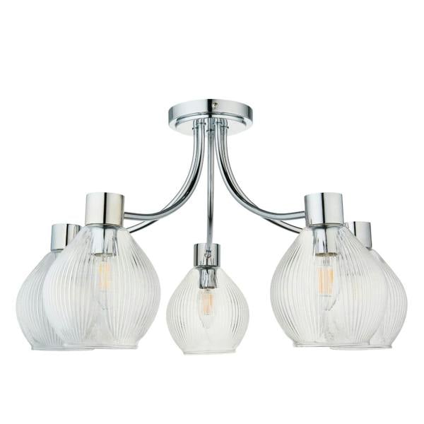 Pagazzi Lighting Hamilton 5 Light Polished Chrome Semi Flush Ceiling Light