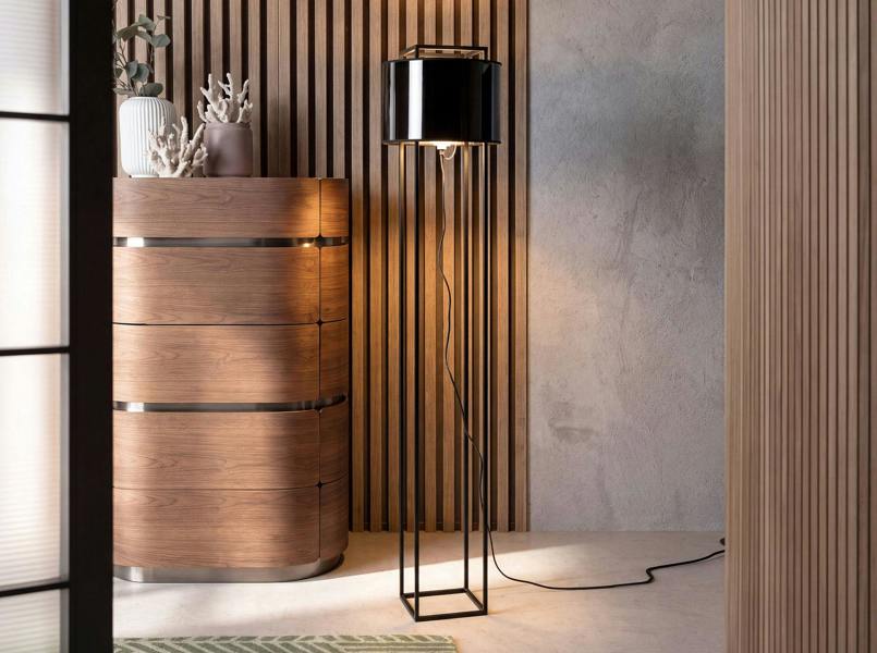 Angel Cerdá Floor lamp in black and glossy gold PVC and black steel 8092