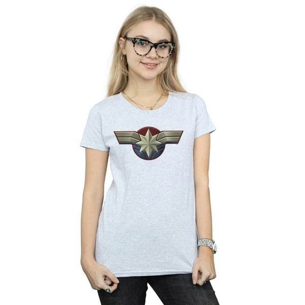 Marvel Womens/Ladies Captain Marvel Chest Emblem Cotton T-Shirt - Sports Grey