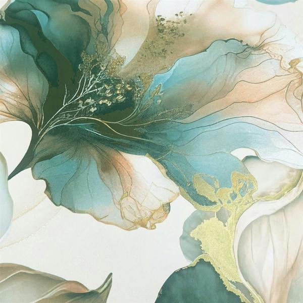 Elysian Floral Coral & Teal Wallpaper