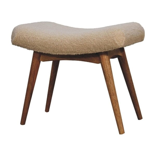 Wyld Haus Olbia Boucle Cream Curved Bench Mango Legs