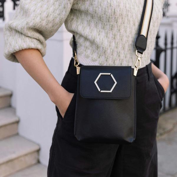 Alice Wheeler Brompton Crossbody Bag – Gold Honeycomb Bee