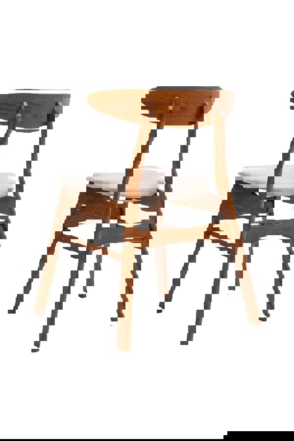 Living and Home 2 x Wooden Frame Linen Dining Chair