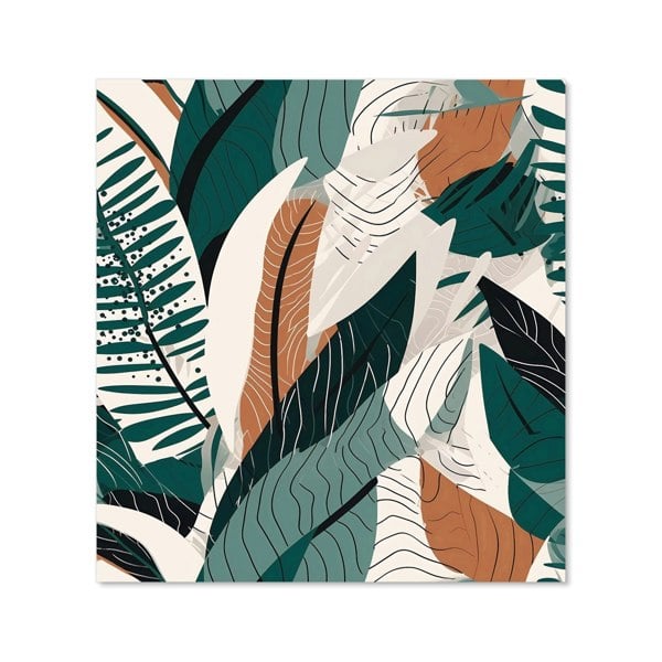 Warren Reed - Designer Autumn Tropical Leaves Green Brown Kitchen Splashback