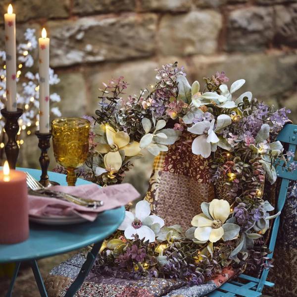 60cm Oversized Pre-Lit Spring Flower Wreath