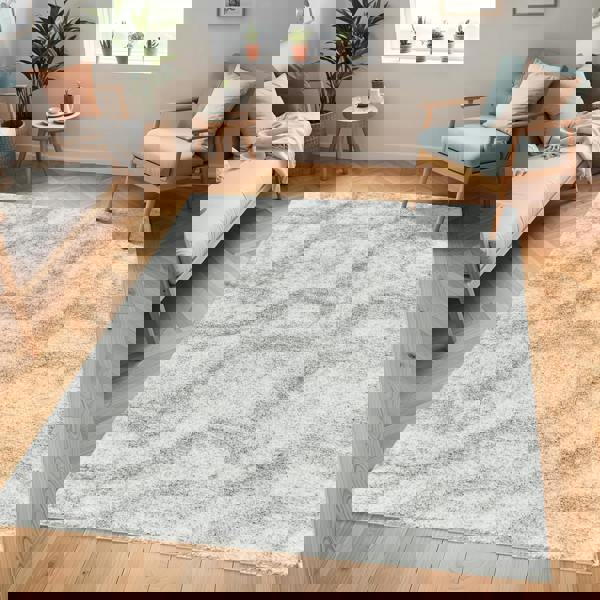 Livabliss Cloudy Shag-Solid Color Ivory Grey Plush Soft Pile Rug