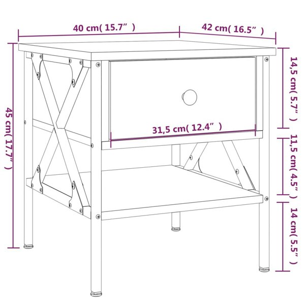 Berkfield Bedside Table Sonoma Oak 40x42x45 cm Engineered Wood