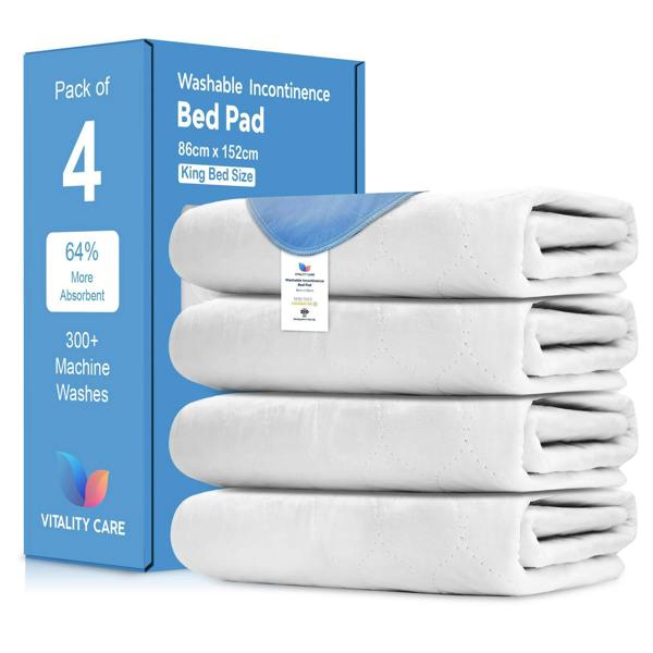 Vitality Care Incontinence Washable Bed Pads Protection Sheets - Reusable with High Absorbency