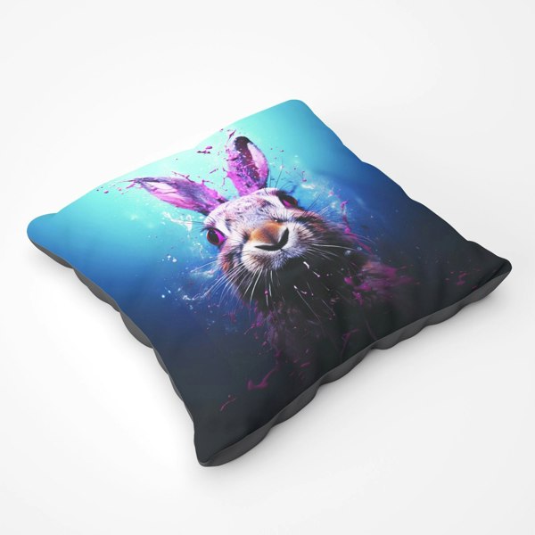 Warren Reed Rabbit Face Splashart Floor Cushion