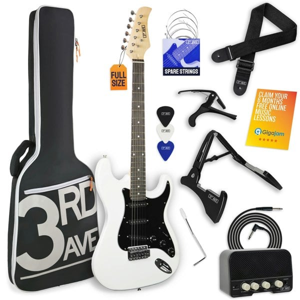 3rd Avenue Full Size Electric Guitar Pack with Bluetooth Amp#Colour_White
