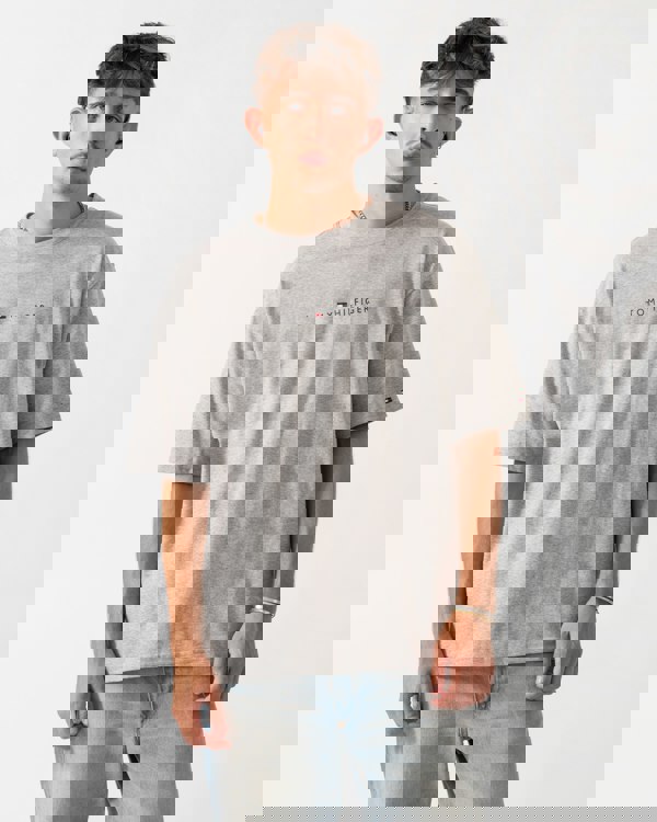 Tommy Hilfiger Contrast Logo Mens T-Shirt - Light Grey Heather