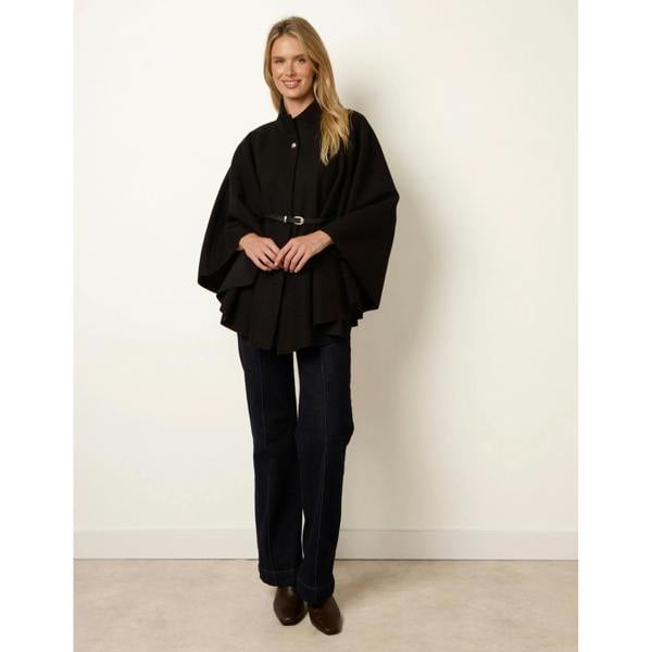Blue Vanilla Funnel Neck Tie Front Cape
