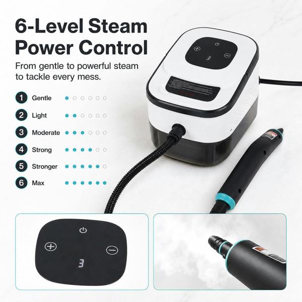 Spector Steam Cleaner Handheld 6 Settings with Tank 105°C Heat For Kitchen White