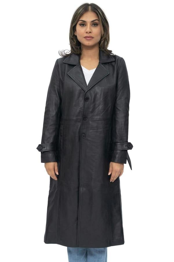 Infinity Leather Womens Full Length Trench Coat-Alhambra