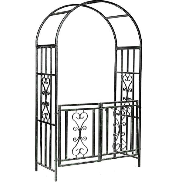 Gr8 Garden Metal Garden Gate Wedding Rose Arch Pergola Archway Climbing Plant Trellis Black