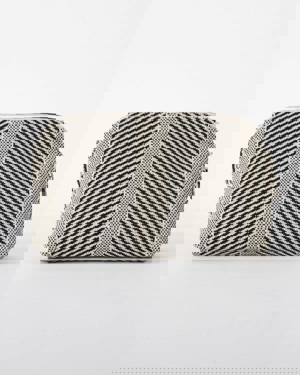 back of Ilse Jacobsen Knitty Womens Knitted Makeup Bag in Milk Creme and Black