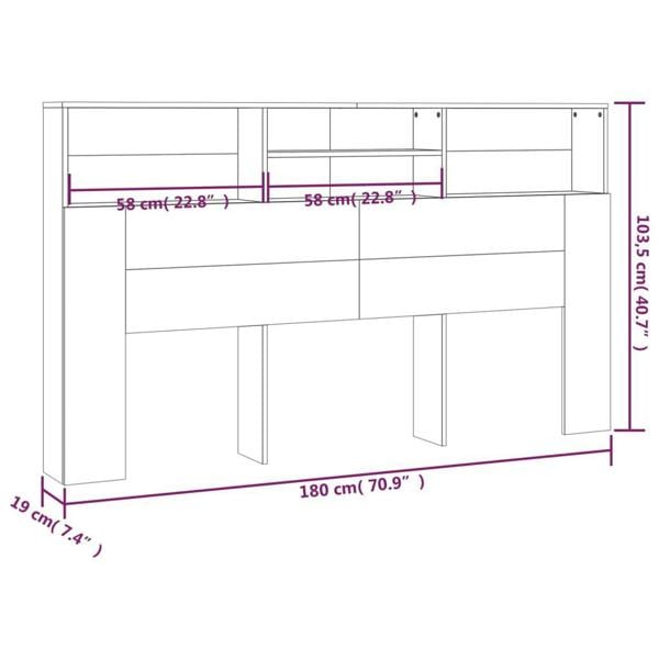 Berkfield Headboard Cabinet Sonoma Oak 180x19x103.5 cm