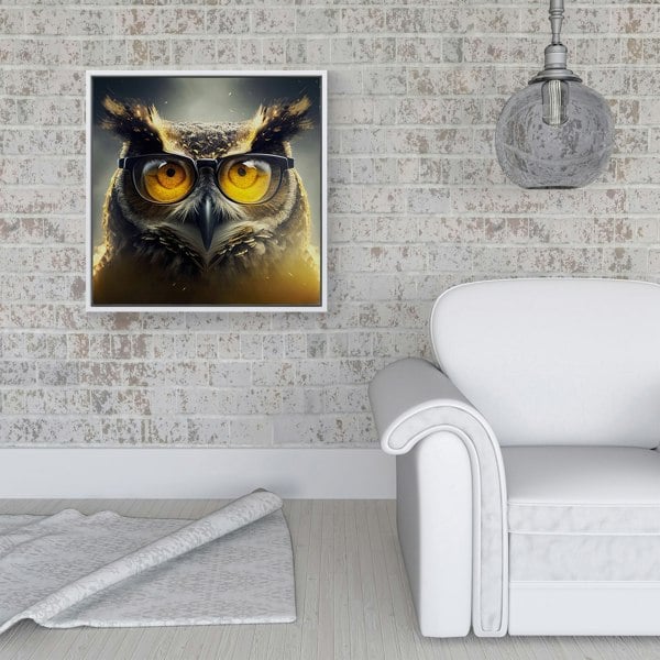 Warren Reed Owl Splash Art Framed Canvas