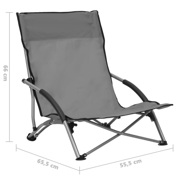 Berkfield Folding Beach Chairs 2 pcs Grey Fabric