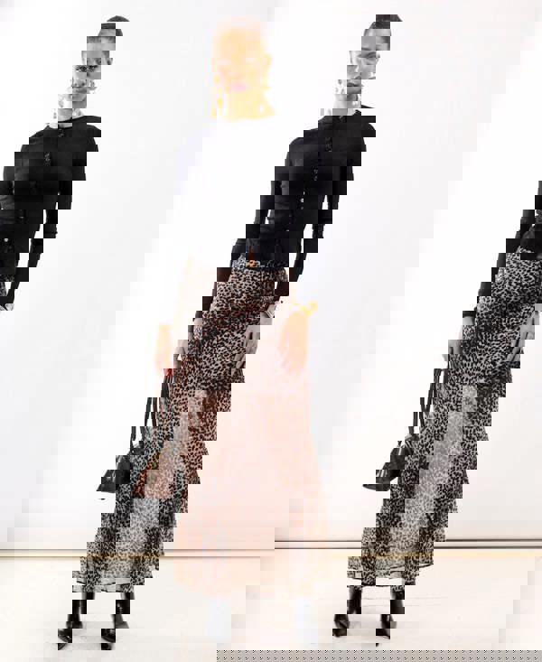 Leopard Chiffon Maxi Skirt