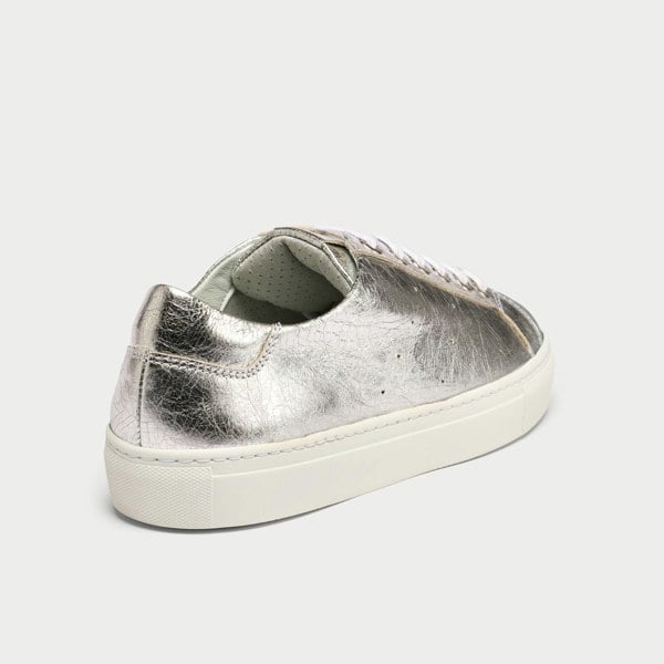 Star silver leather trainer side/back view