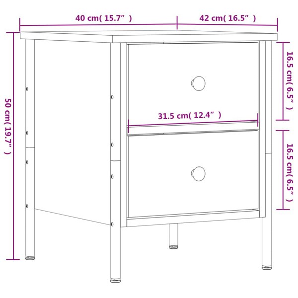 Berkfield Bedside Cabinets 2 pcs Smoked Oak 40x42x50 cm Engineered Wood