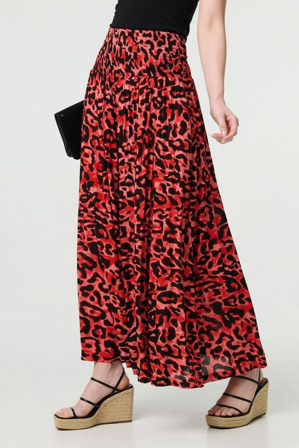 Red | Animal Print High Waist Palazzo Pants
